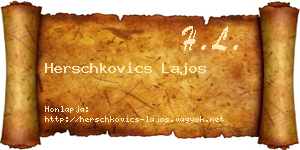 Herschkovics Lajos névjegykártya